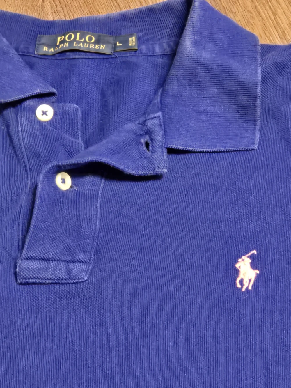Polo by Ralph Lauren Men's' Navy Blue Polo Shirt with Pink Pony Size Large